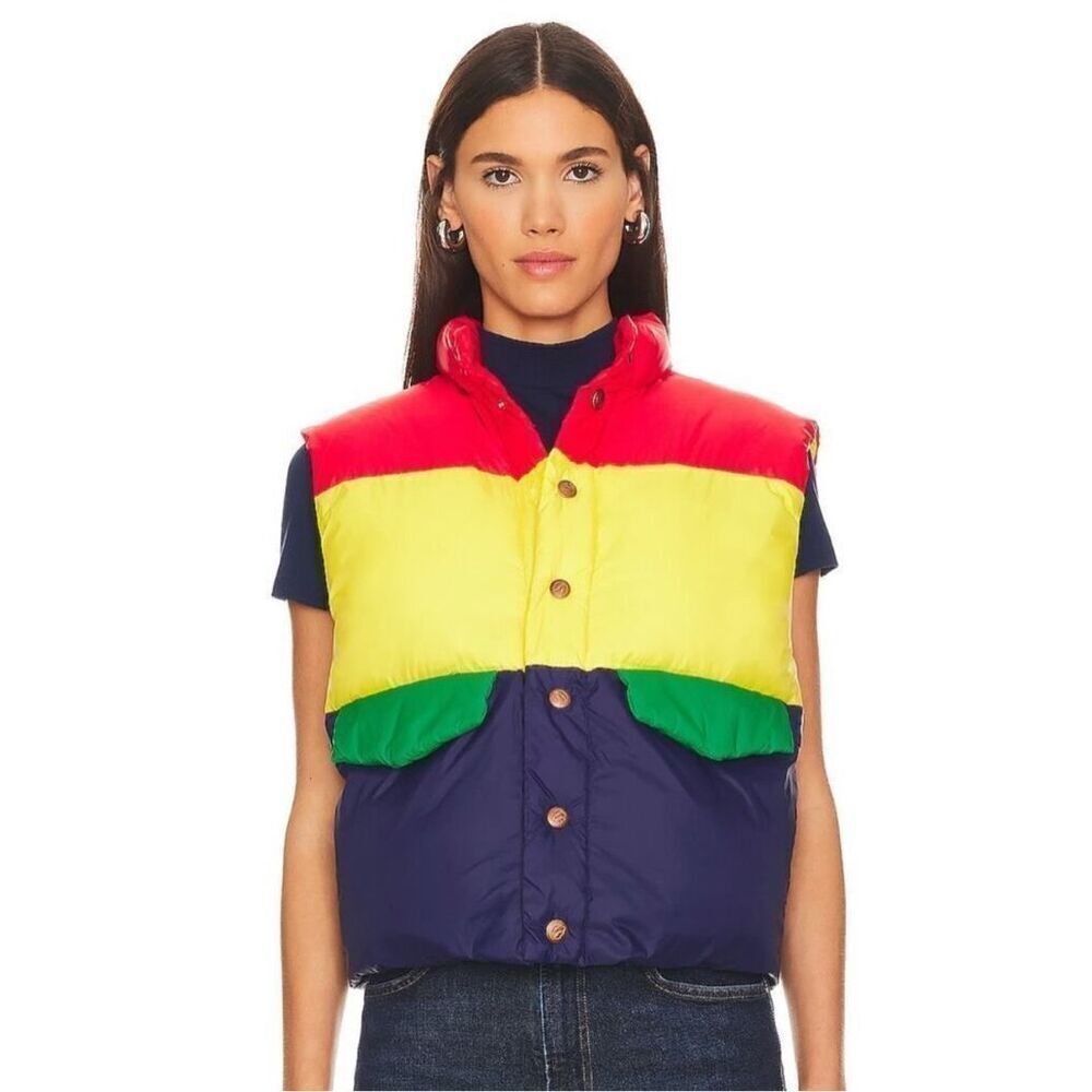 NWT Mother Denim The Pillow Talk Tri-Color Puffer Vest
